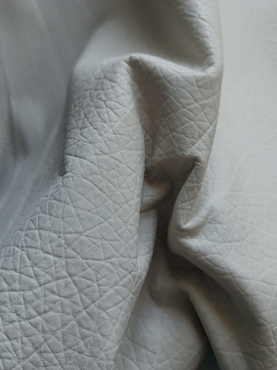 Conceria Antiba Cream white milled grain calfskin leather Island Leather Supply